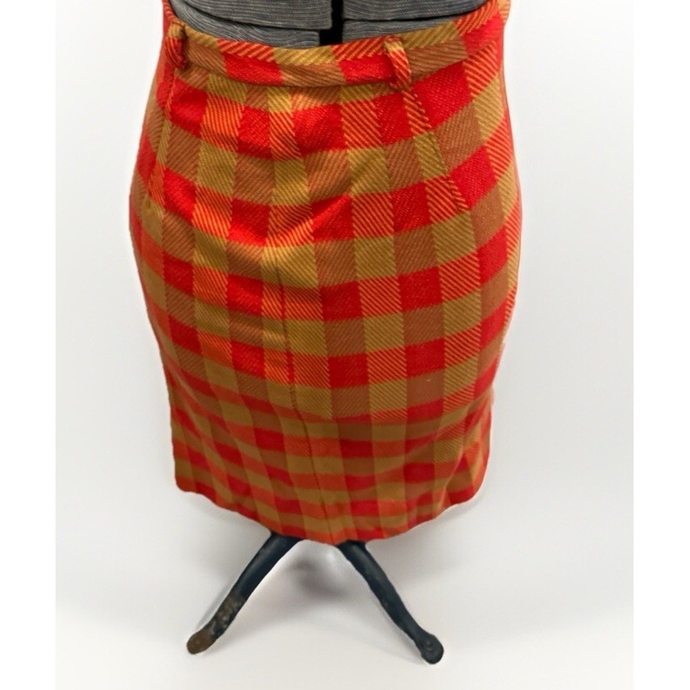 Vintage‎ Orange Plaid Brooks Brothers Pencil Skirt 1950-60's S/xs Read